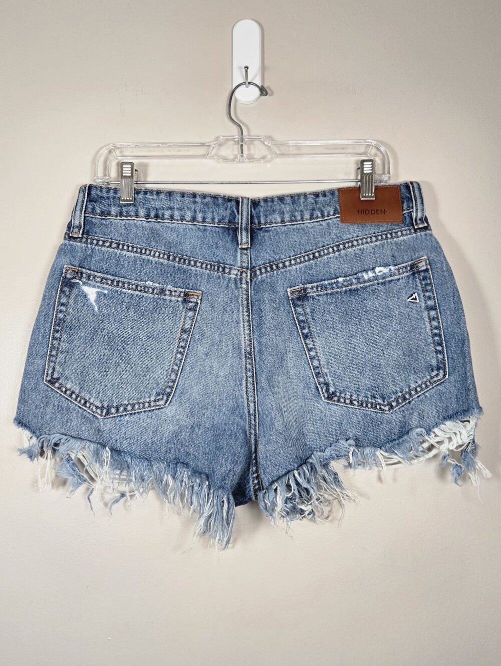Hidden Light Blue High-Rise Distressed Denim Shorts, Size L ~ NWT - Picture 2 of 5